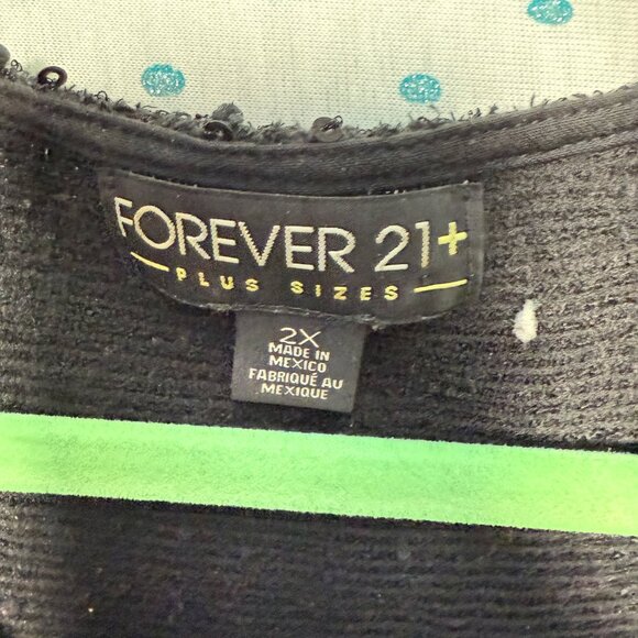 Forever 21+ Plus Size Black Sequin Short Sleeve Sweater Dress - Picture 4 of 4
